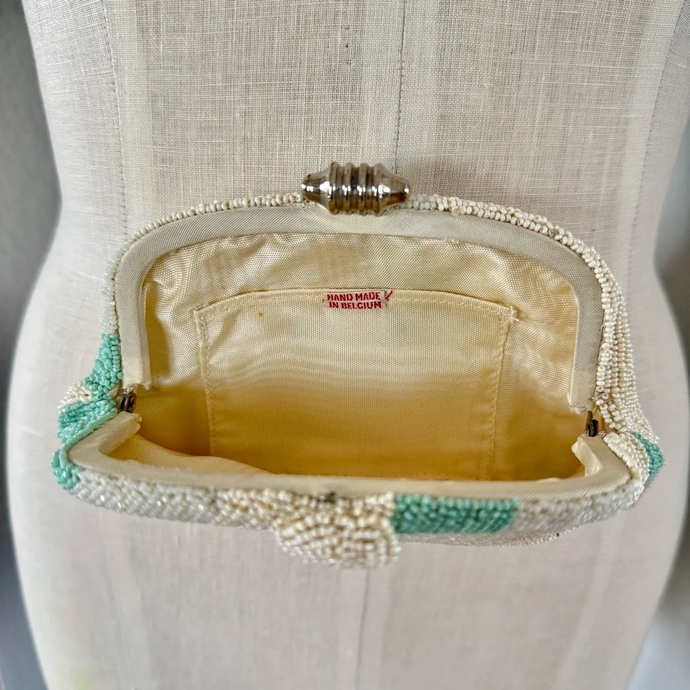 Vintage 1930s Beaded Bag Handmade in Belgium with Strap - Picture 3 of 12